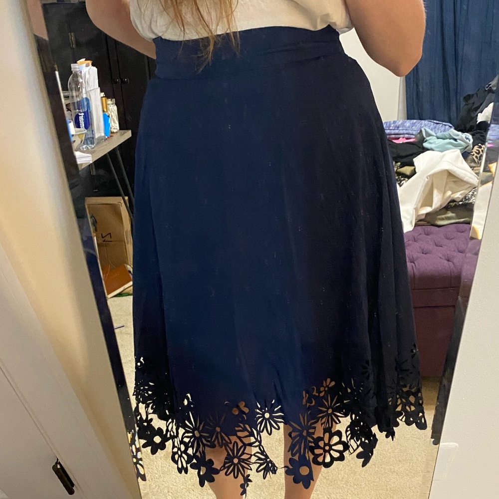 Blue Skirt with Cut Out Detail